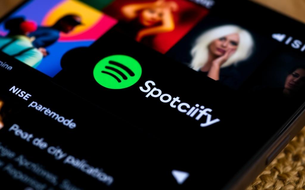 Interface do Spotify em dispositivo móvel - Interface do Spotify em dispositivo móvel